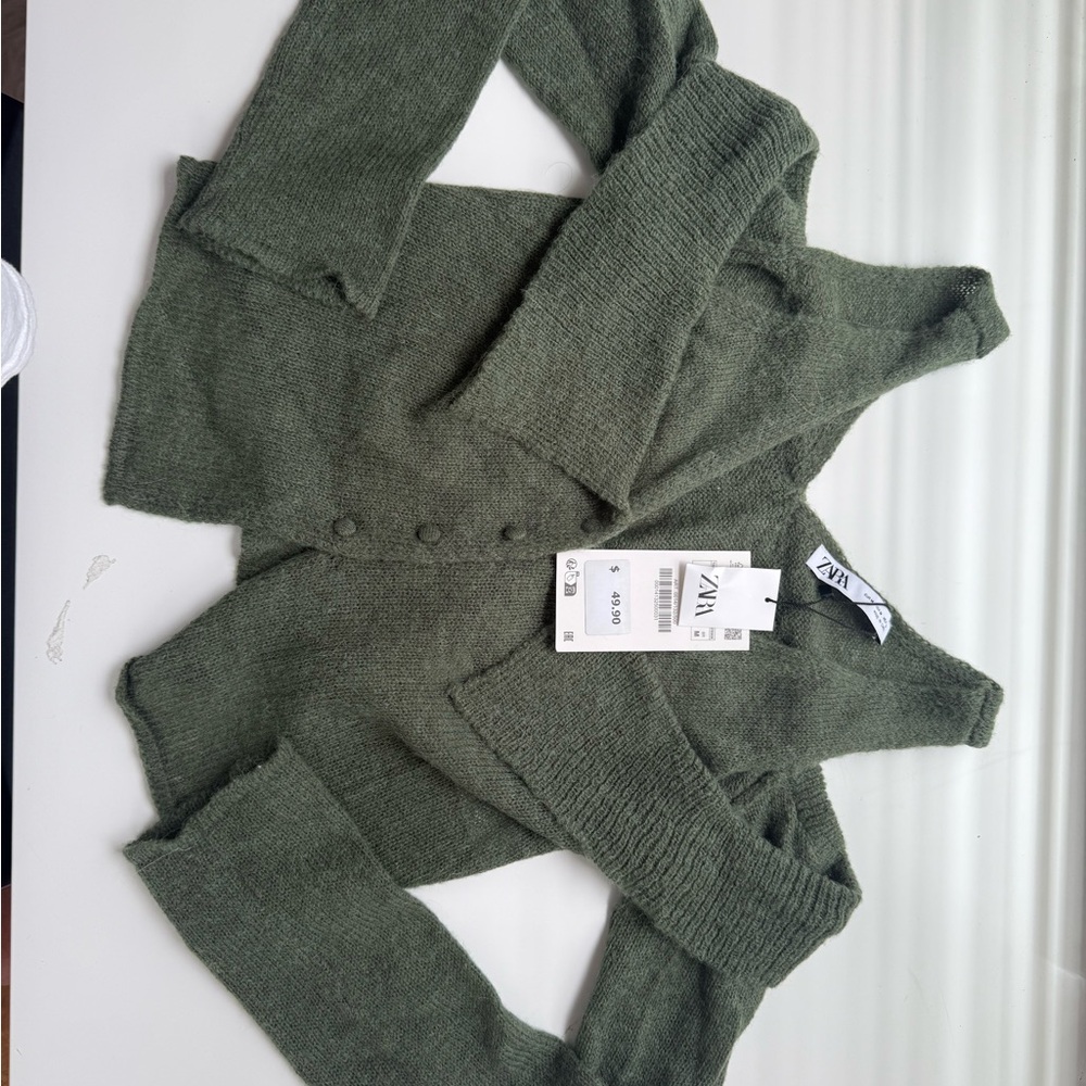 Zara Sage Green Knit Sweater